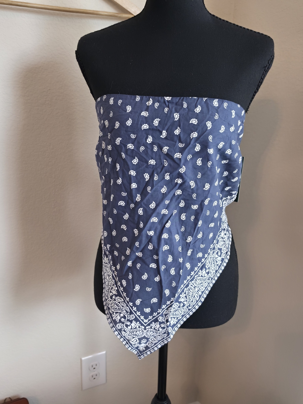 Wild Fable Navy Bandana Strapless Top NWT M